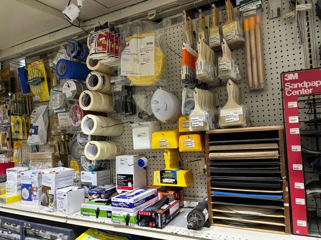 Paint prep, brushes, tape and sandpaper at Duke Marine