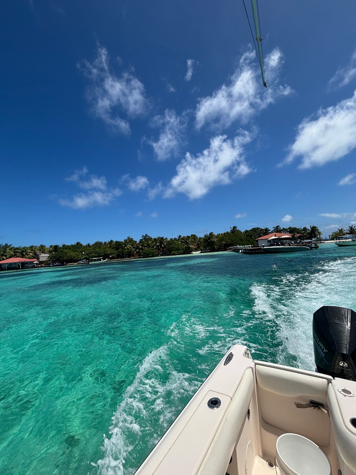 Approaching a caye across Belize’s waters